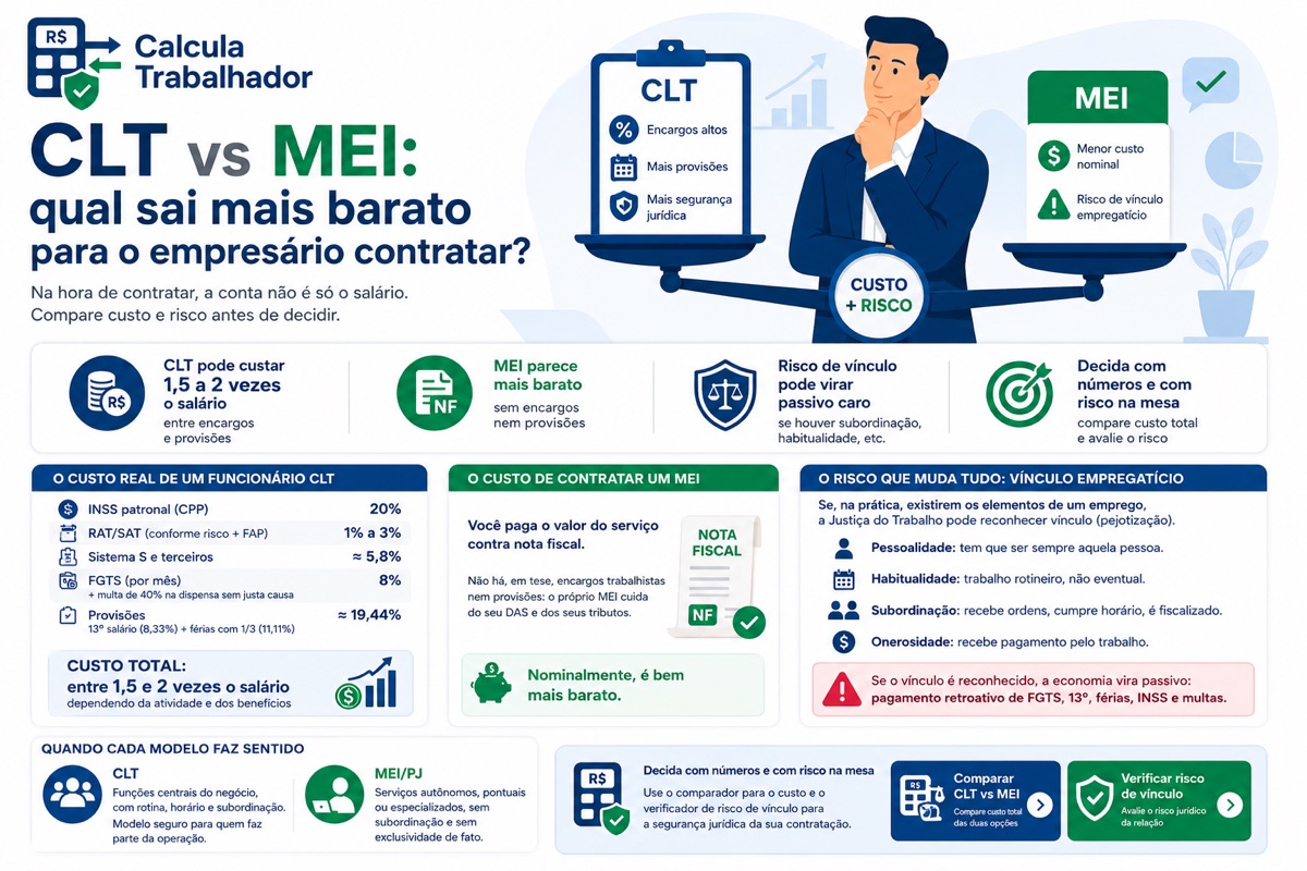 CLT vs MEI: qual sai mais barato para o empresário contratar?