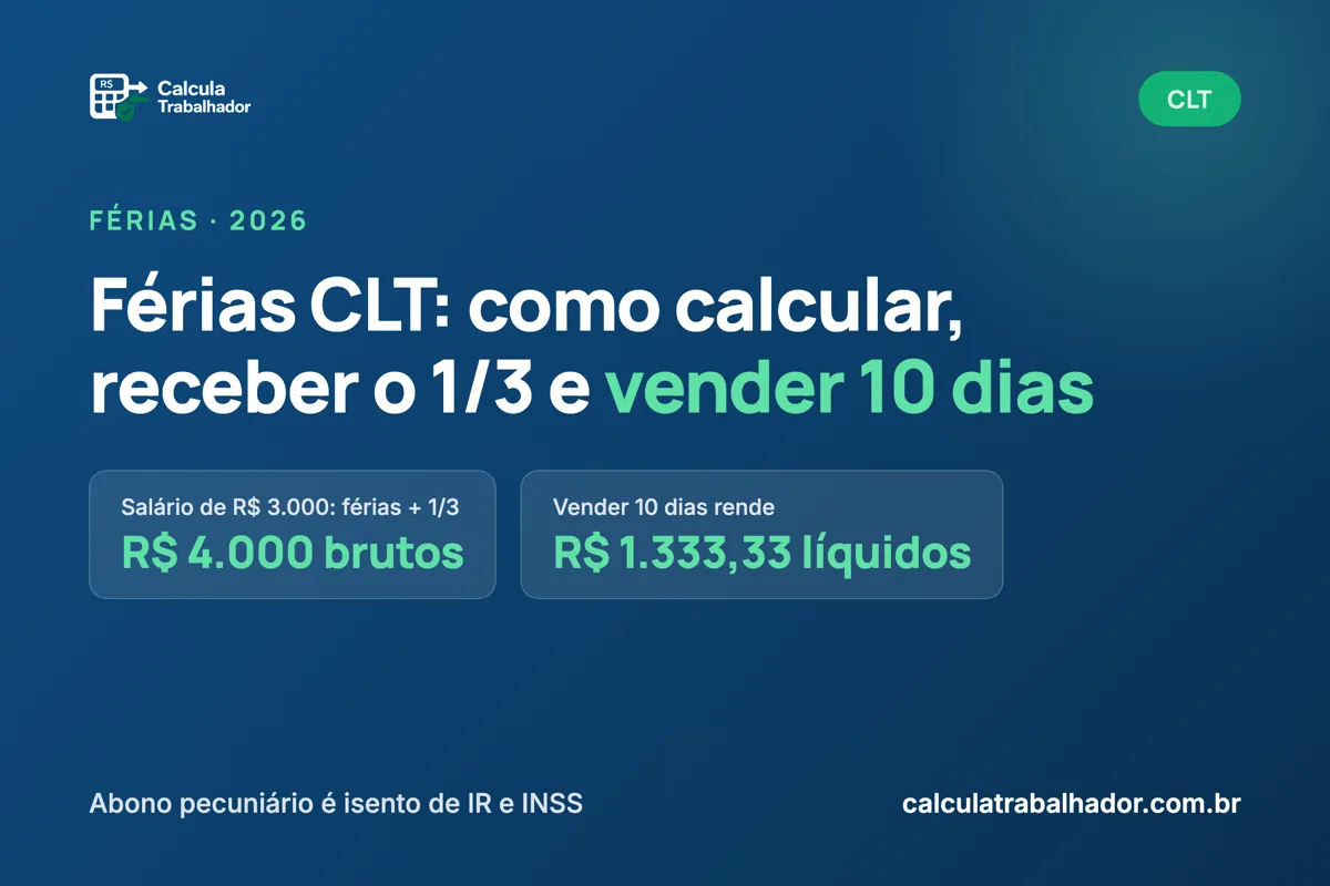 Férias CLT: como calcular, receber o 1/3 e vender 10 dias