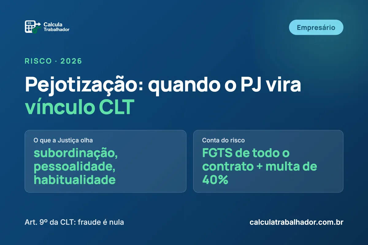 Pejotização: quando o PJ vira vínculo CLT (e o risco para a empresa)